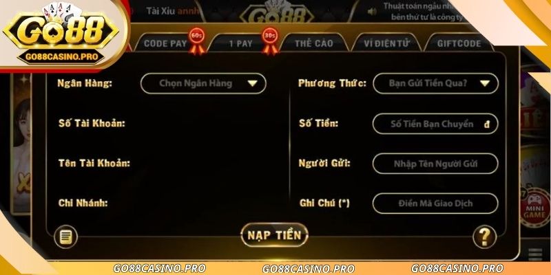 Nạp tiền GO88 – Hướng dẫn chi tiết, dễ hiểu cho người chơi